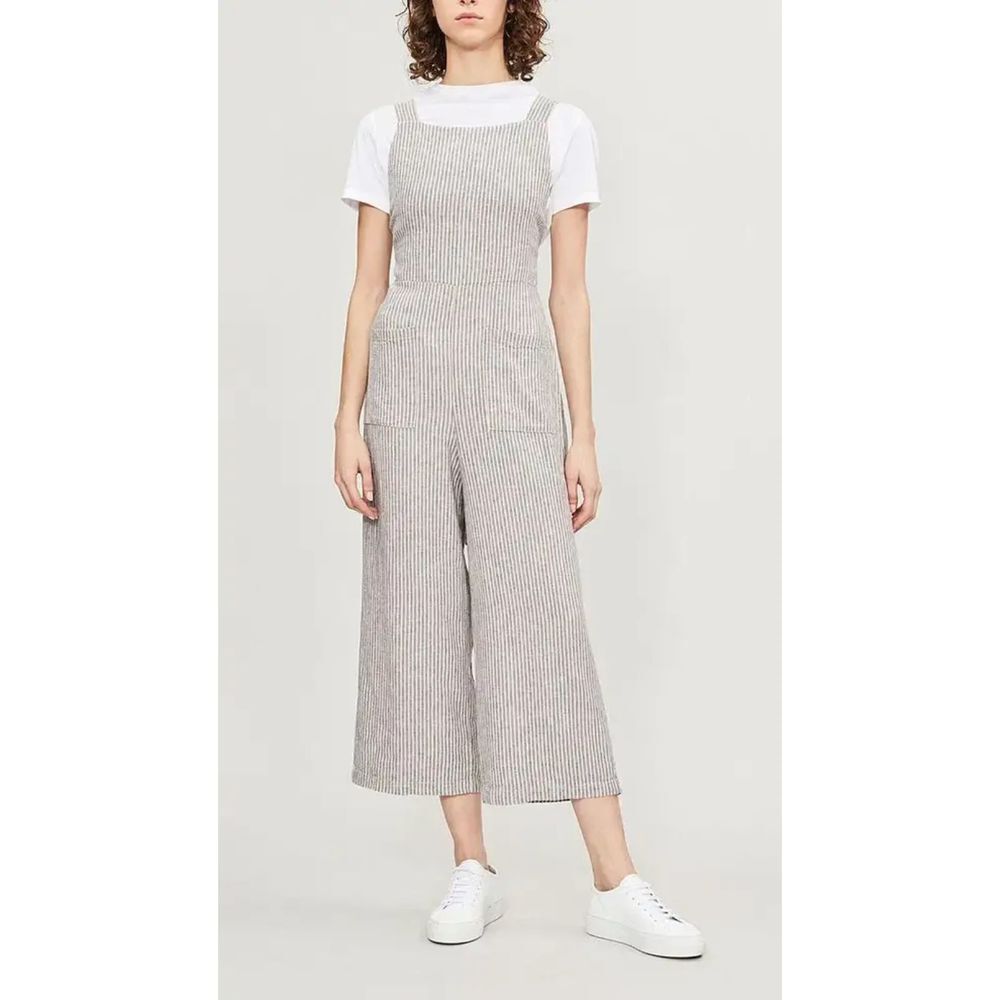 FREE PEOPLE Off The Shore Linen Blend Wide Leg Jumpsuit Sz 4
